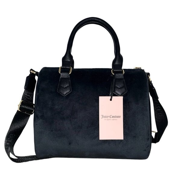 Juicy Couture Black Velvet with Iridescent Rhinestones Obsession Satchel Bag NWT - Picture 7 of 11